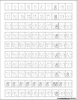 Tracing Printable Numbers 1 100 Worksheets - Mundopiagarcia