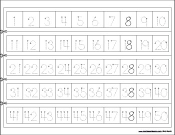 Preview of Montessori Math #s Tracing 1-50 small