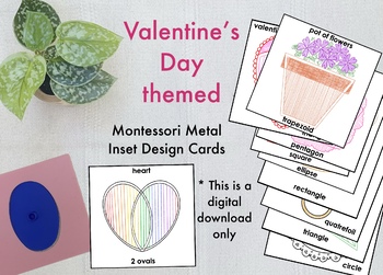 Preview of Montessori Metal Inset Design cards set 15 - Valentine's Day themed