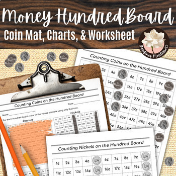 Preview of Montessori Money Hundred Board Coin Mat Counting Like Coins Money Anchor Charts