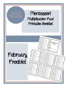 Preview of Montessori Multiplication Fact Printable Booklet February Freebie