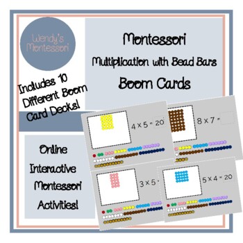 Preview of Montessori Multiplication with Bead Bars Boom Cards