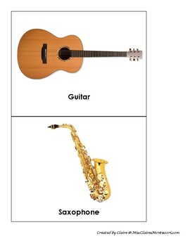 Preview of Montessori Musical Instrument Picture Cards - For use with Safari Ltd. Toob!