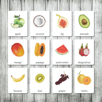 Preview of Montessori Nomenclature Cards | Flash Cards | 3 Part Cards | Fruits