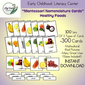 Preview of Montessori Nomenclature Cards-HEALTHY FOODS-Set of 300!