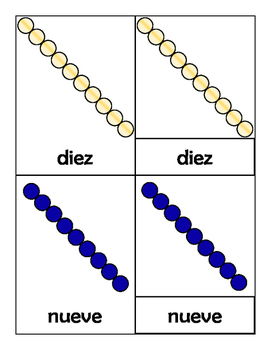 Preview of Montessori Number Bead Bars 1 to 10 in Spanish 3 Part Cards