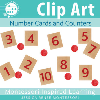 Preview of Montessori Math Clip Art: Number Cards to 10, Math Counter, Manipulatives