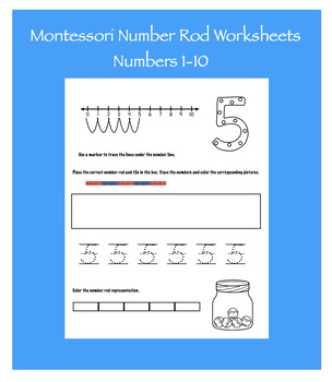 Preview of Montessori Number Rods & Numbers 1-10