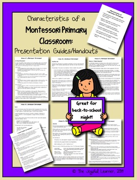 Preview of Montessori Parent Orientation: Presentation Guides and Handout