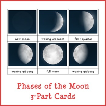 Preview of Montessori Phases of the Moon 3-part Cards