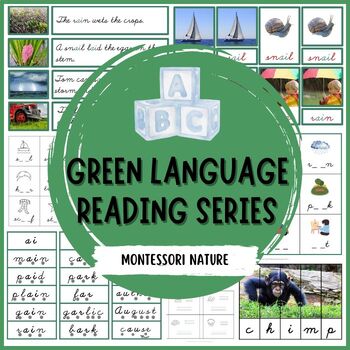 Preview of Montessori Phonetic Reading Green Language Series Cursive Script