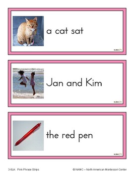 Preview of Montessori Phonics Pink Series - The Pink Phrase Strips