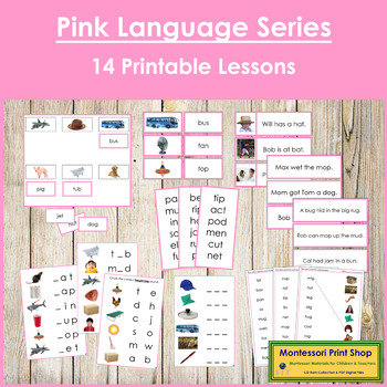 Preview of Montessori Pink Phonetic Language Series Bundle (PHOTOS) - Phonics