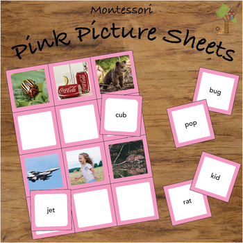 Pink Series Montessori 60 Laminated Cards CVC WORD BUILDERS LARGE CARDS 