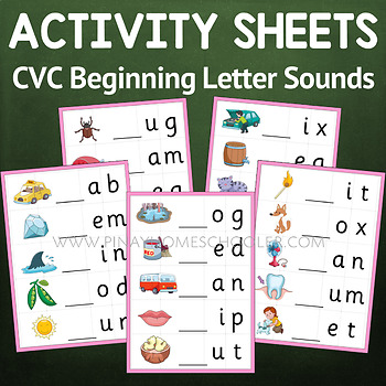 Preview of Montessori Pink Series Beginning Letter Sounds Activity Sheets