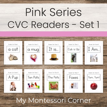 Preview of Montessori Pink Series CVC Readers (Decodable Phonetic Books)