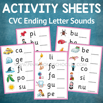 Preview of Montessori Pink Series Ending Letter Sounds Activity Sheets