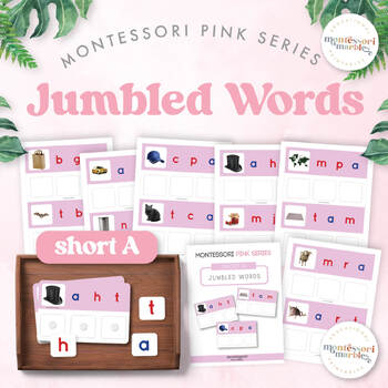Preview of Montessori Pink Series Jumbled Word Cards for Short "A"