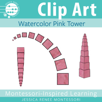 Preview of Montessori Clip Art: Sensorial Pink Tower, Preschool Blocks, Size & Measurement