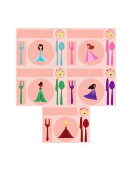 Preview of Montessori Placemat, Learn to set the table - Multicultural Princesses Theme