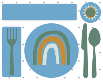 Preview of Montessori Placemat, Learn to set the table - Rainbow Theme