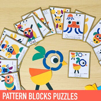 Preview of Montessori Printable Game for Kids - Preschool Pattern Blocks Puzzles Activities