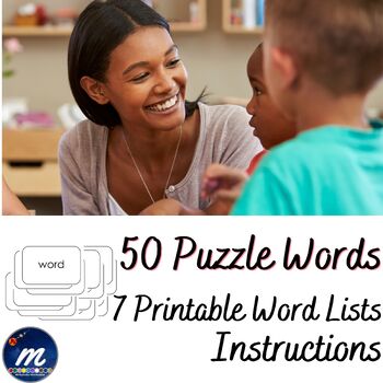 Preview of Montessori Puzzle or Mystery Word Sight Words Reading Cards & Material Analysis