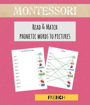 Preview of LANGUAGE Montessori - Read & Match Phonetic Words to Pictures (FRENCH)
