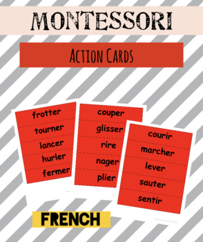 Preview of LANGUAGE Montessori - Reading Action Cards / Verb Cards (FRENCH)