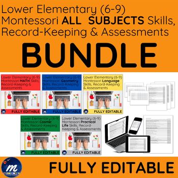 Preview of Montessori Record Keeping ALL SUBJECTS Yr 1-3 & Kindergarten Assessment BUNDLE