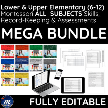 Preview of Montessori Record Keeping ALL SUBJECTS Yr 1-6 Assessment Progress Mega BUNDLE