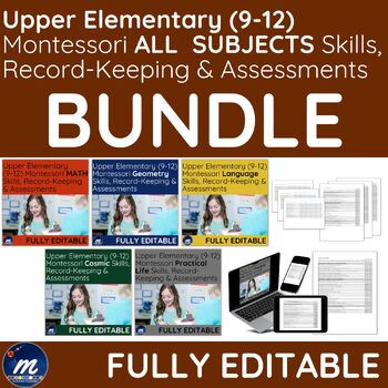 Preview of Montessori Record Keeping ALL SUBJECTS Yr 3-6 & Kindergarten Assessment BUNDLE