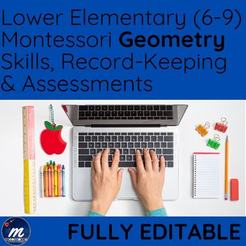 Preview of Montessori Record Keeping Geometry Yr 1 2 3 inc Kindergarten Assessment into Gr1