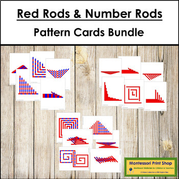 Preview of Red Rods & Number Rods Pattern Cards Bundle - Montessori
