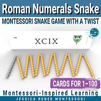 Preview of Montessori Snake Game: Roman Numerals 1-100, Addition & Subtraction with Beads