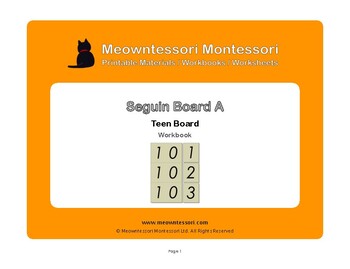 Preview of Montessori Seguin Teen Board (Elementary Numeration) Workbook