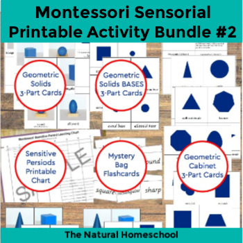 Preview of Montessori Sensorial 7-Set Bundle of Printable 3-Part Cards