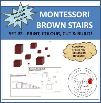 Preview of Montessori Sensorial Brown Stairs SET 2 - Print, Colour, Cut & Build!