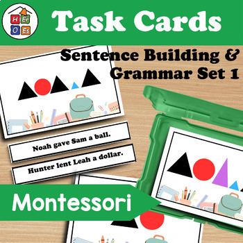 Preview of Montessori Sentence Analysis & Building Task Cards | Self Checking Grammar