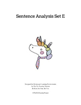 Preview of Montessori Sentence Analysis Form: Simple Subject/ Simple Predicate/Direct Set E