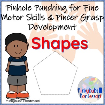 Preview of Montessori Shapes Pin Punch Push Scissors Cutting Practice Pincer Grasp Pencil