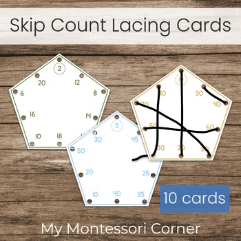 Preview of Montessori Skip Counting Lacing Cards, Math Extension Work