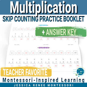 Preview of Montessori Skip Counting Multiplication Math Facts Fluency Booklet | Worksheets