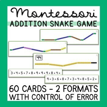 Preview of Montessori Snake Game - 60 Addition Problems