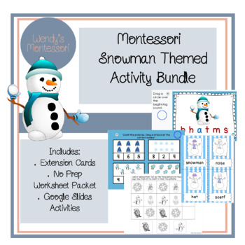 Preview of Montessori Snowman Themed Activity Bundle