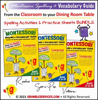 Preview of Montessori Spelling & Vocabulary BUNDLE: Spelling Activities & Practice Sheets