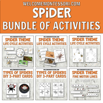 Preview of Montessori Spider Science Bundle for Halloween or Preschool Science Centers