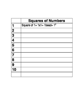 Preview of Montessori Squares and Cubes of Numbers