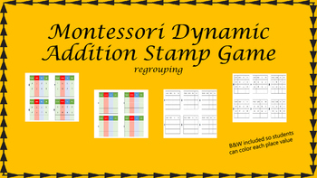 Preview of Montessori Stamp Game Dynamic Addition (regrouping)