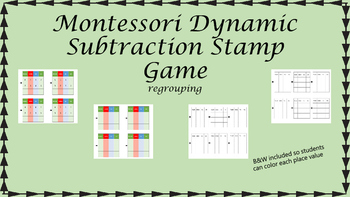 Preview of Montessori Stamp Game Dynamic Subtraction (regrouping)